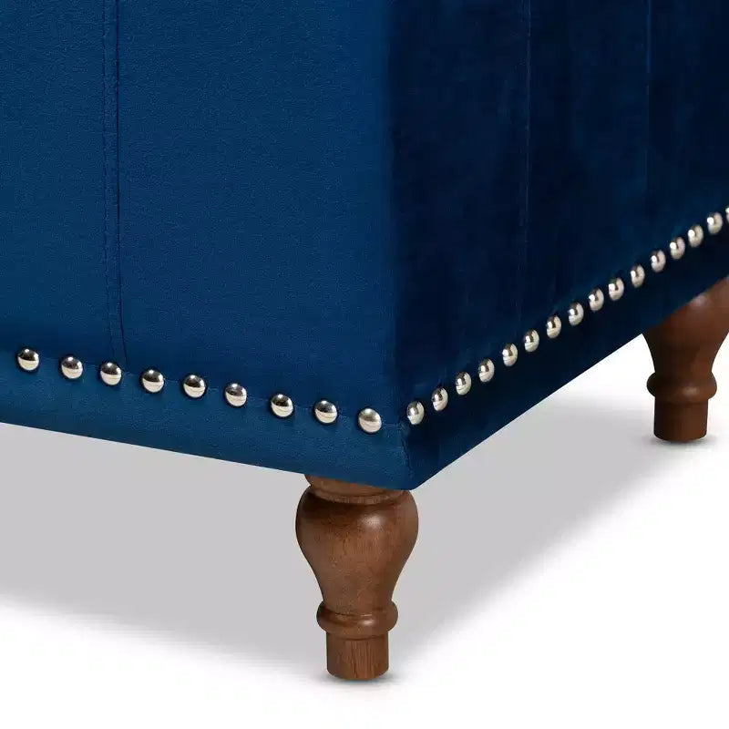 Banc ottoman de rangement capitonné en velours
