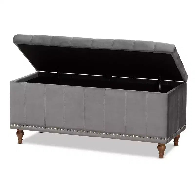 Banc ottoman de rangement capitonné en velours