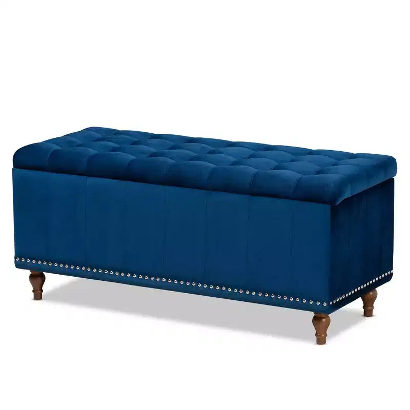 Banc ottoman de rangement capitonné en velours
