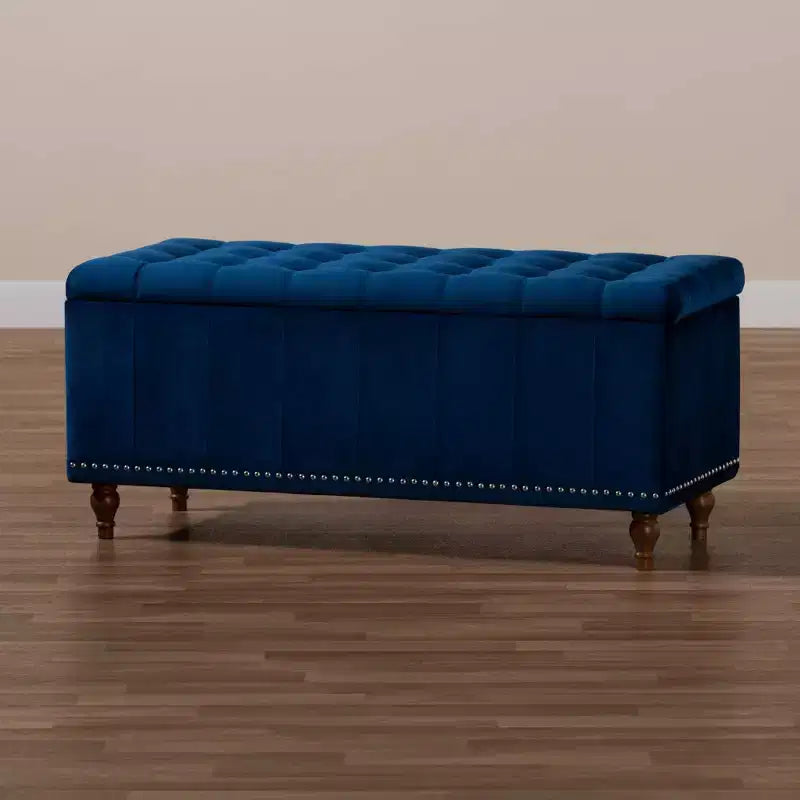 Banc ottoman de rangement capitonné en velours