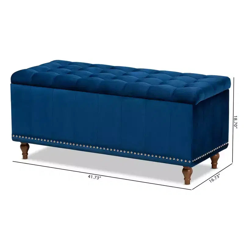 Banc ottoman de rangement capitonné en velours