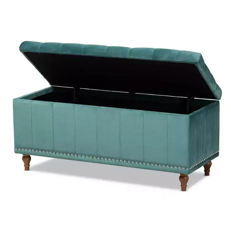 Banc ottoman de rangement capitonné en velours