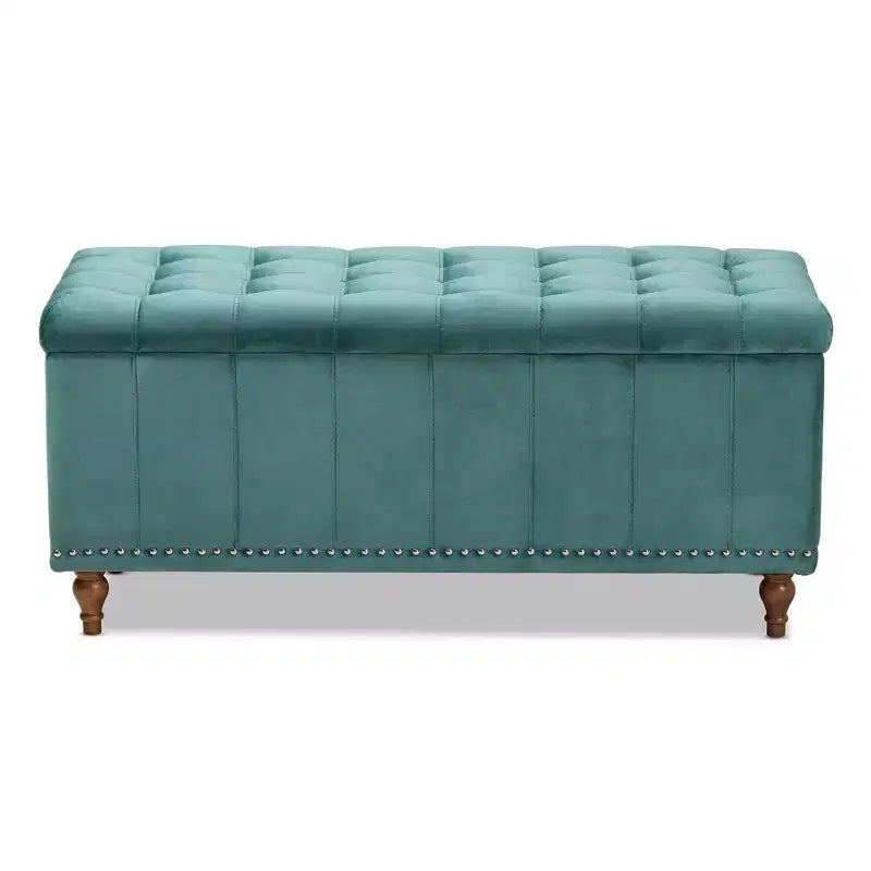 Banc ottoman de rangement capitonné en velours