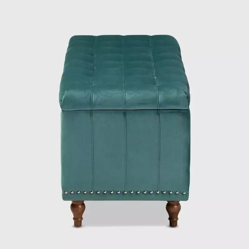 Banc ottoman de rangement capitonné en velours