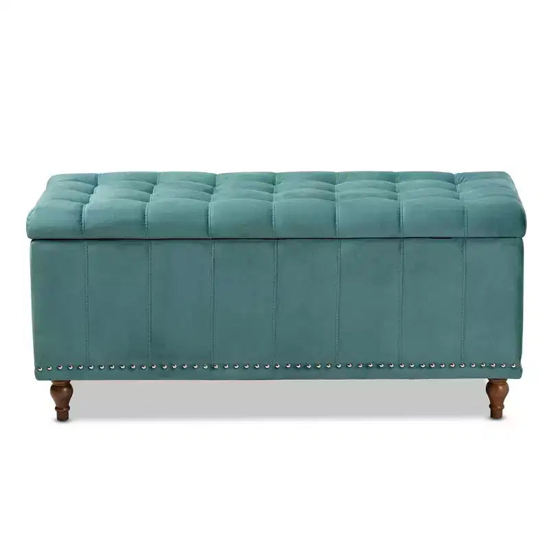 Banc ottoman de rangement capitonné en velours