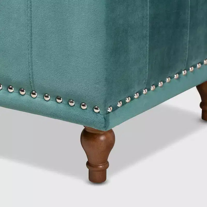 Banc ottoman de rangement capitonné en velours