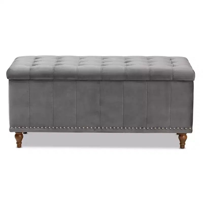 Banc ottoman de rangement capitonné en velours