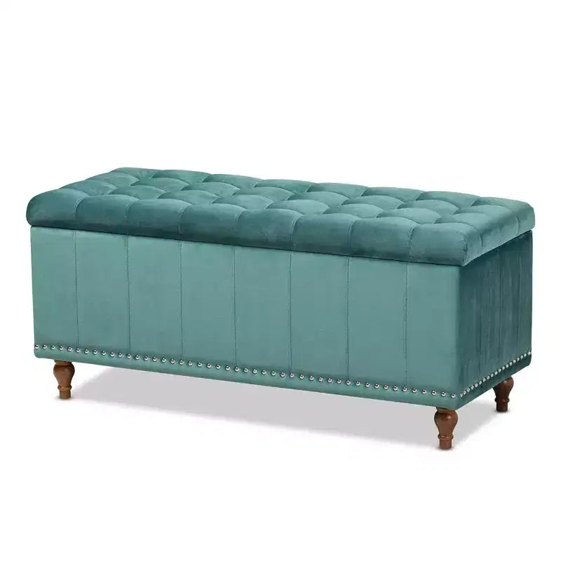 Banc ottoman de rangement capitonné en velours