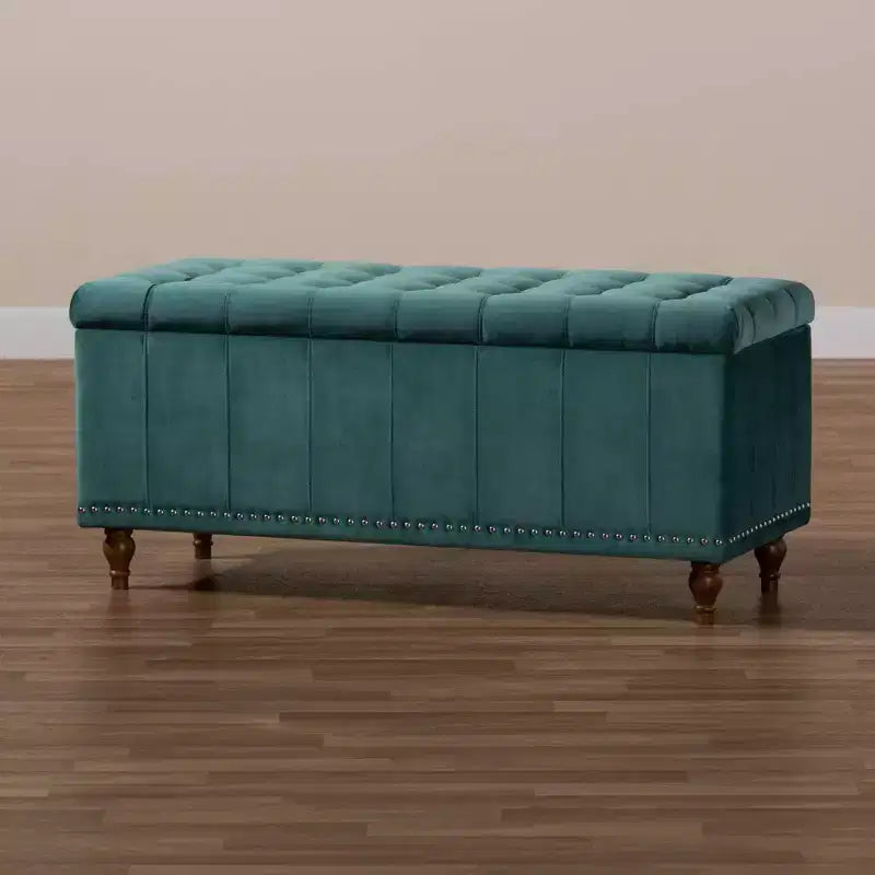 Banc ottoman de rangement capitonné en velours