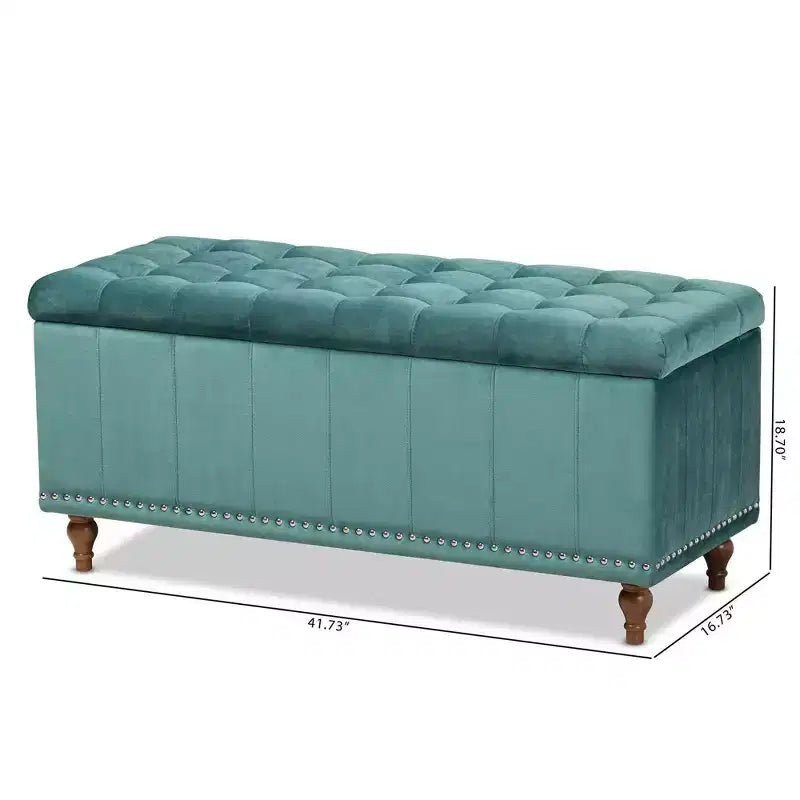 Banc ottoman de rangement capitonné en velours