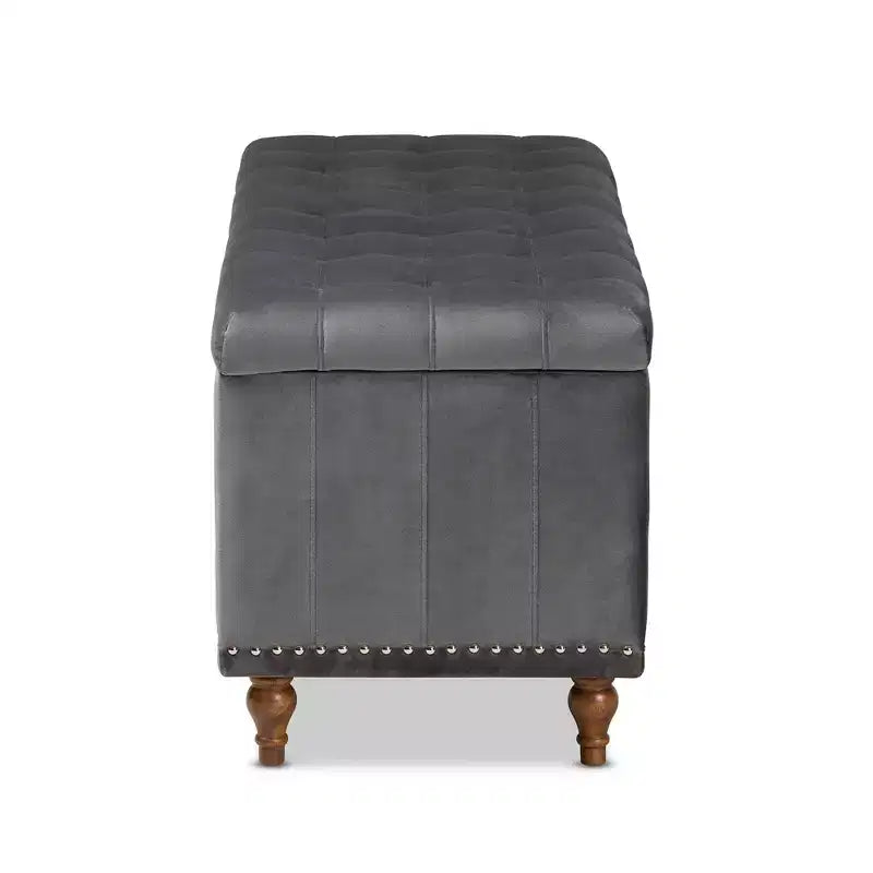 Banc ottoman de rangement capitonné en velours