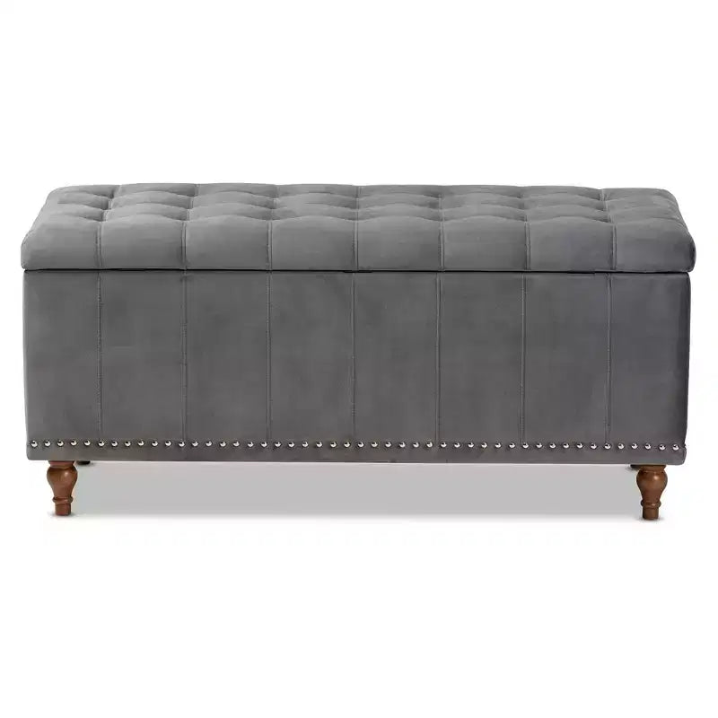 Banc ottoman de rangement capitonné en velours