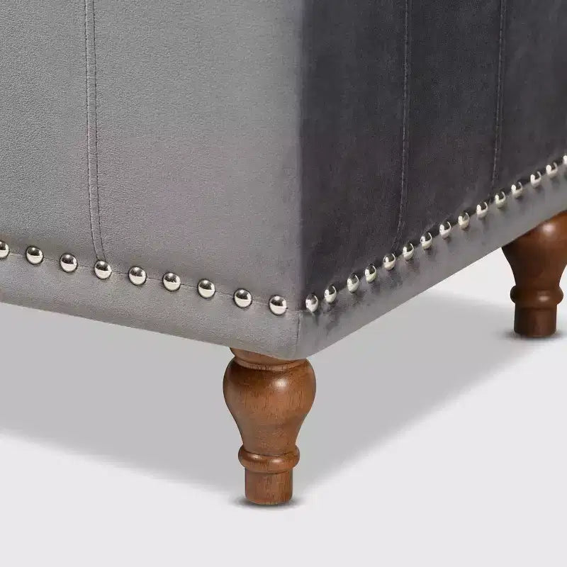 Banc ottoman de rangement capitonné en velours