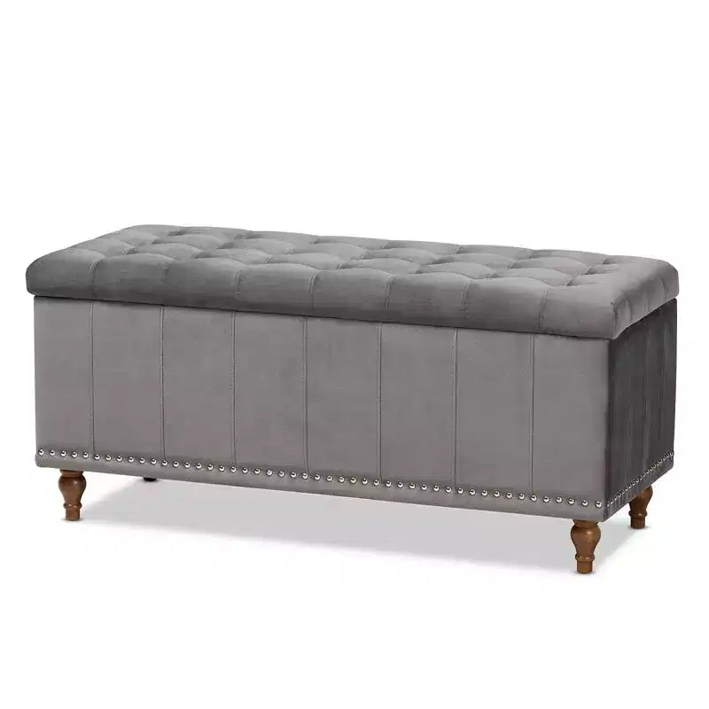 Banc ottoman de rangement capitonné en velours