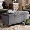 Kaylee Velvet Upholstered Button Tufted Storage Ottoman Bench - Baxton Studio