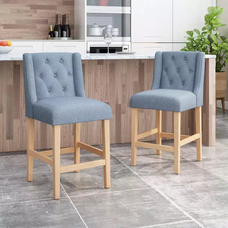Set of 2 Landria Button Tufted Wingback Counter Height Barstools