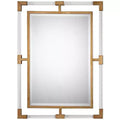 Uttermost Rectangular Vanity Accent Wall Mirror Modern Beveled Gold Iron Clear Acrylic Frame 28 Wide for Bathroom Living Room