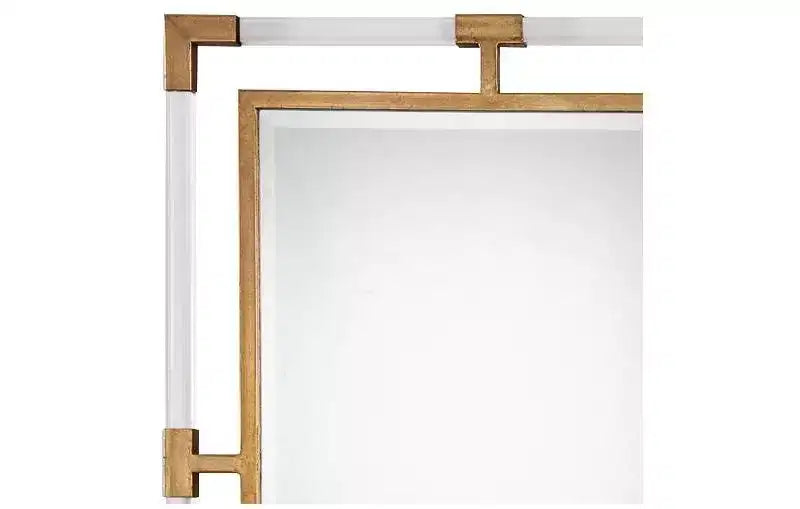Rectangular Vanity Accent Wall Mirror Modern Beveled Gold Iron Clear Acrylic Frame 28 Wide for Bathroom Living Room