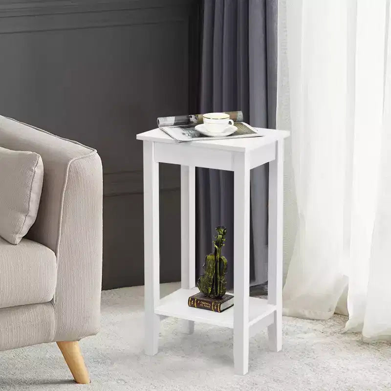2 tables de chevet à 2 niveaux, bout de canapé, table basse, pieds en bois, chambre à coucher