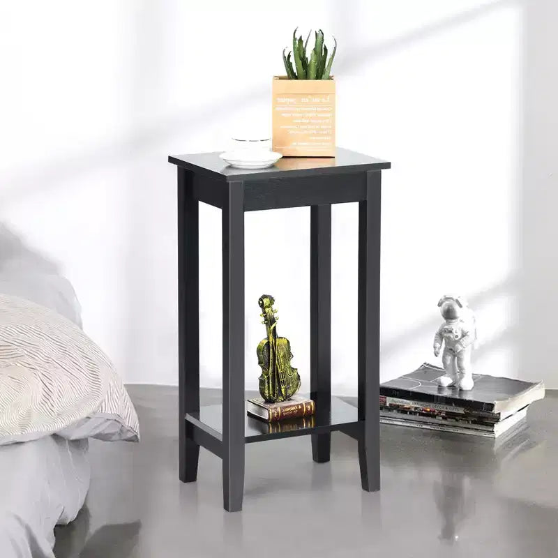 2 tables de chevet à 2 niveaux, bout de canapé, table basse, pieds en bois, chambre à coucher