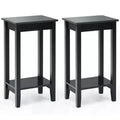 Costway 2PCS 2-Tier Nightstand End Side Table Coffee Table Wooden Legs Bedroom