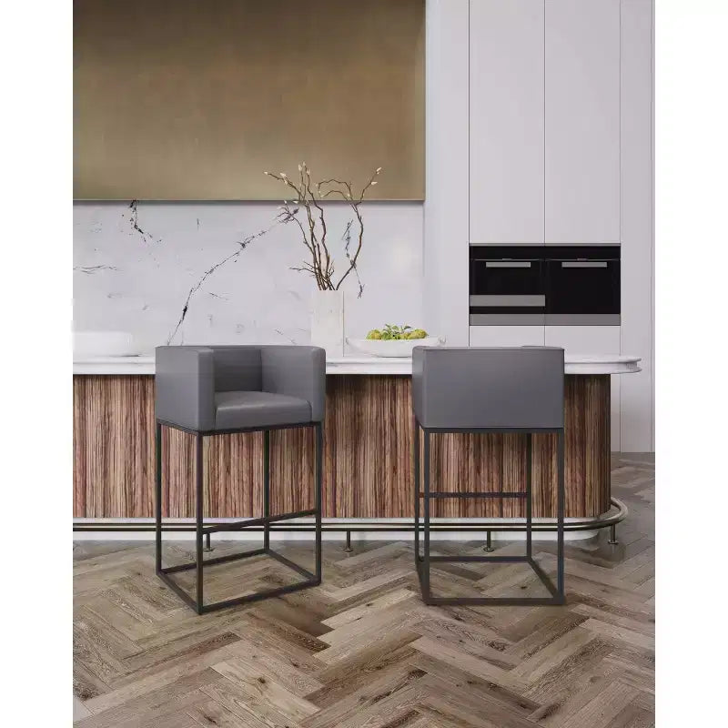 Lot de 3 tabourets de bar rembourrés en métal – Manhattan Comfort