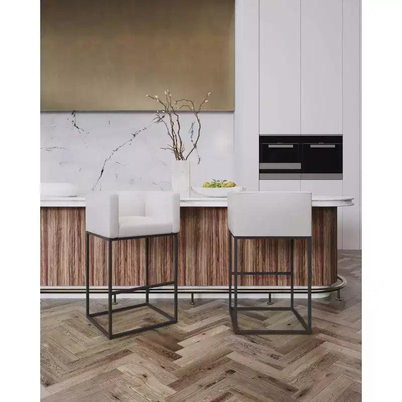 Lot de 3 tabourets de bar rembourrés en métal – Manhattan Comfort