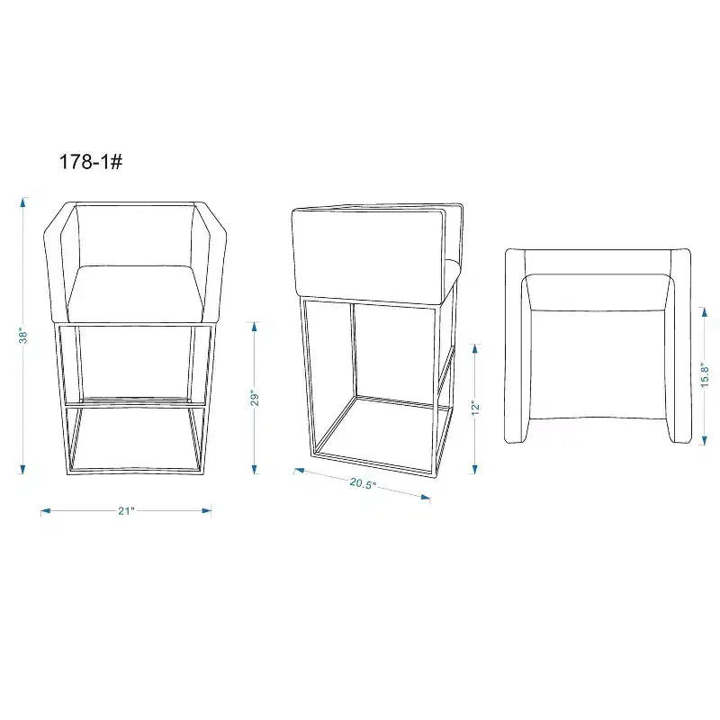 Lot de 3 tabourets de bar rembourrés en métal – Manhattan Comfort